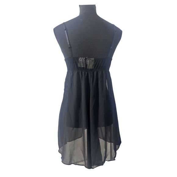 Y2K Vintage M Black & Red Floral Lace Whimsygoth Coquette Babydoll Lingerie Top - Picture 4 of 6